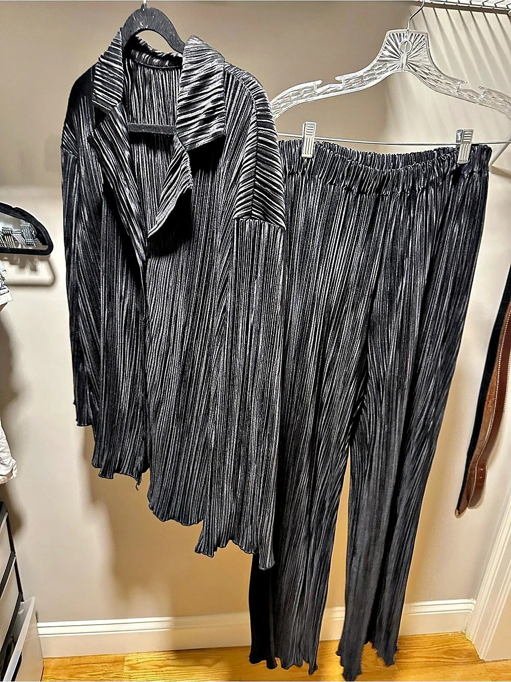 Pleated Two-Piece Set in Black